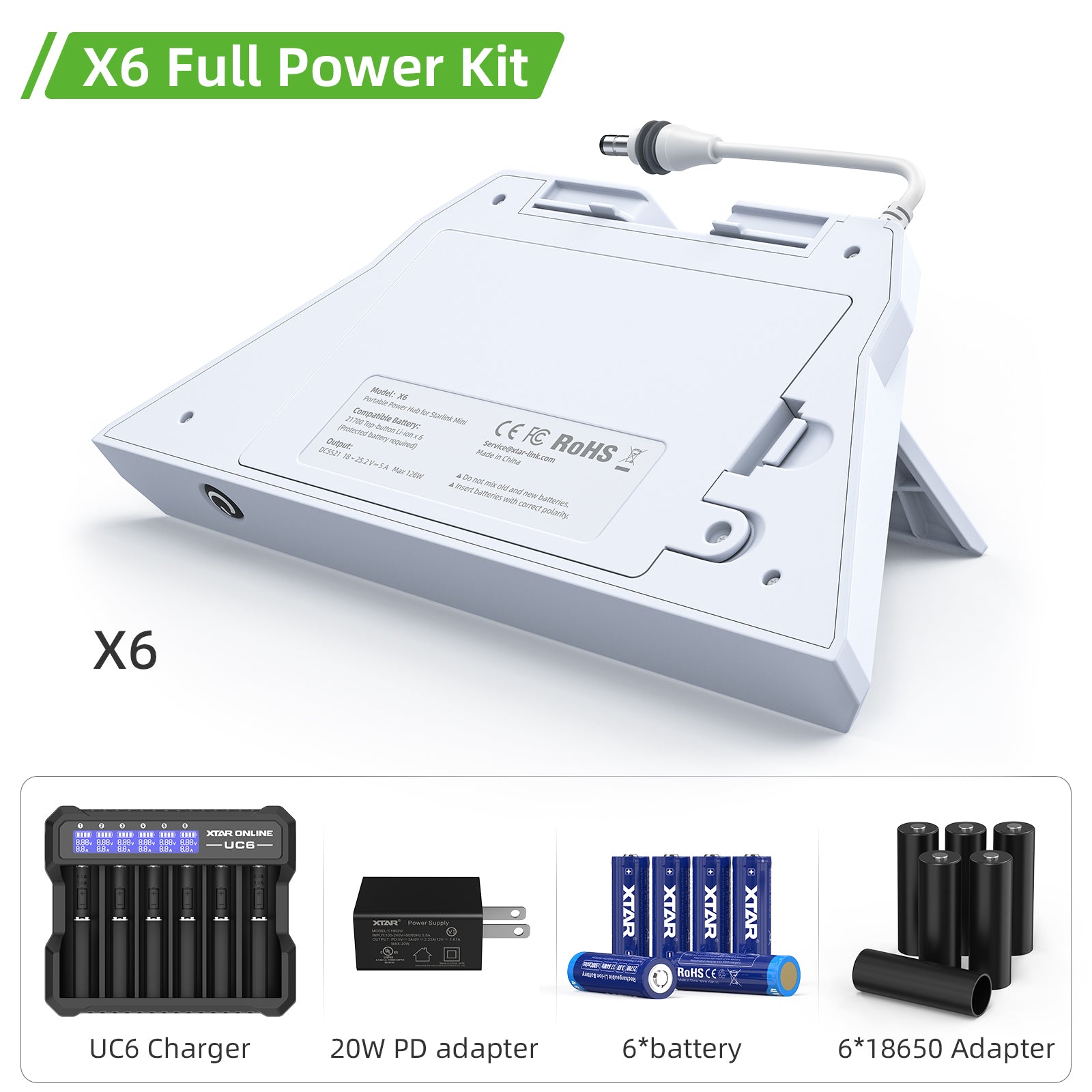 Starlink Mini Battery Pack – X6 Swappable 21700/18650 Power System